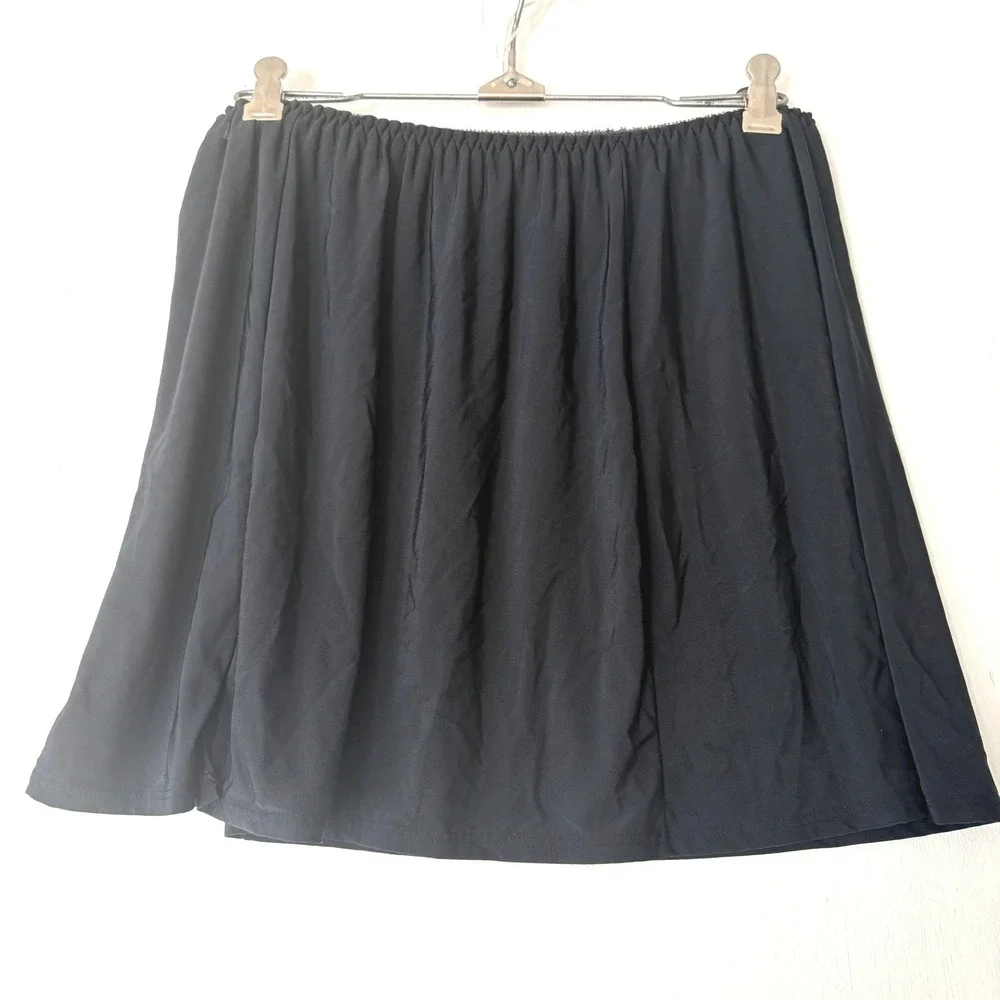 Olga Vintage Black Mini Half Slip Skirt Side Slit Elastic Waist 12409S XL 87